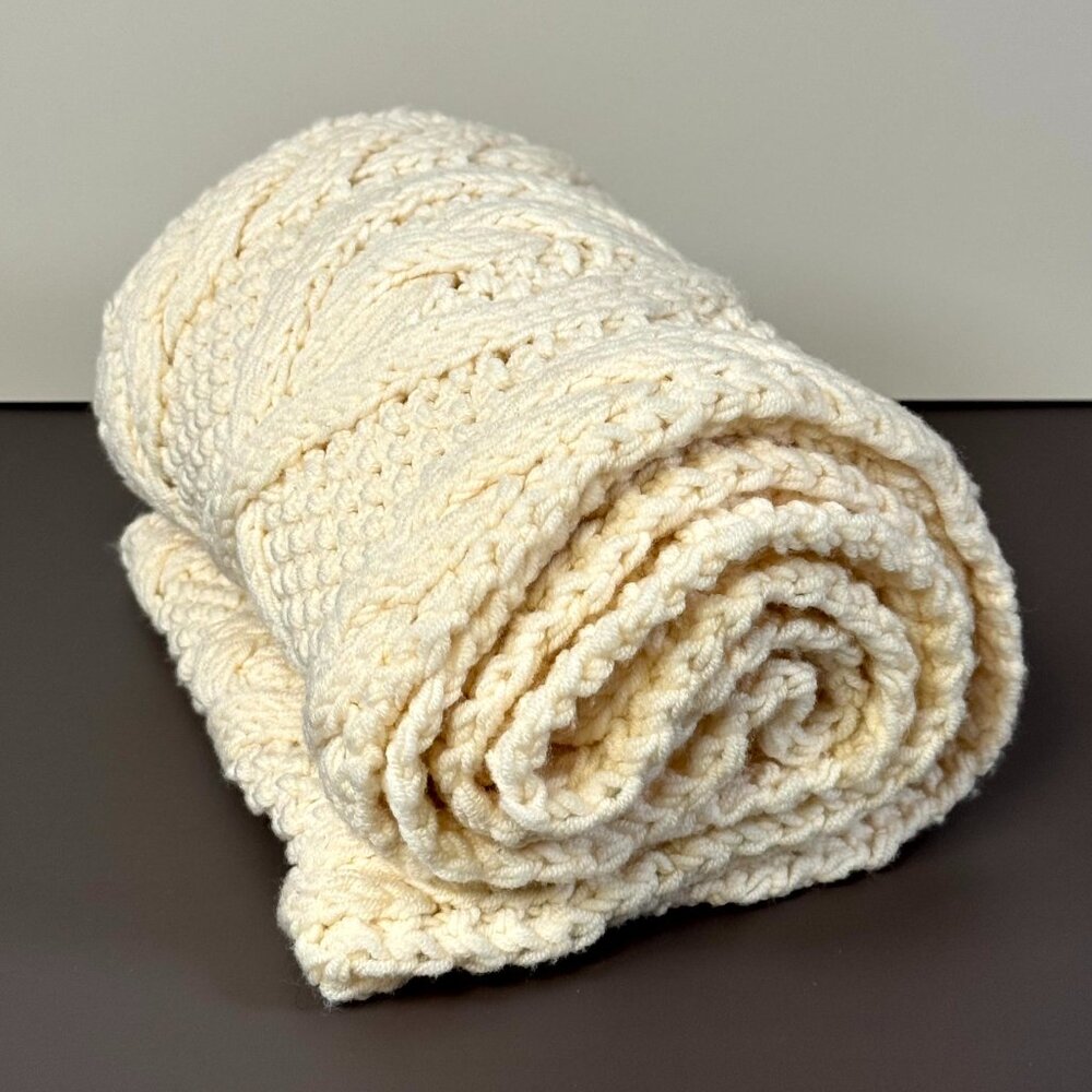 Coach Cable Knit Wool Winter Scarf 76” Off White NWT Cozy 100% Wool